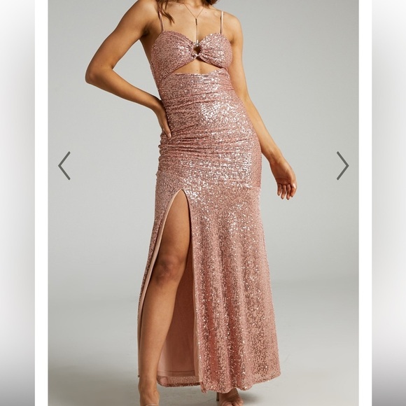 Showpo. Vee Vee Sequin Maxi Dress Size US 4 - Picture 2 of 12